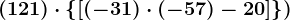(12+1)\cdot \left \ \left [ \left ( -3+1 \right )\cdot (-5+7)-20 \right ] \right \)