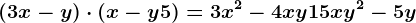 (3x-y)\cdot (x-y+5)=3x^2-4xy+15x+y^2-5y