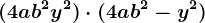 (4ab^2+y^2)\cdot (4ab^2-y^2)