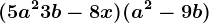 (5a^2+3b-8x)+(a^2-9b)