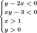 \begincases y-2x<0 \\ x+y-3<0 \\ x>1\\y>0\endcases