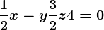 \frac12x-y+\frac32z+4=0