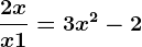 \frac2xx+1=3x^2-2