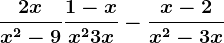 \frac2xx^2-9+\frac1-xx^2+3x-\fracx-2x^2-3x
