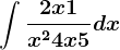 \int \frac2x+1x^2+4x+5dx