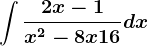 \int \frac2x-1x^2-8x+16dx