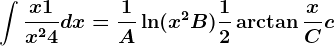 \int \fracx+1x^2+4dx=\frac1A\ln(x^2+B)+\frac12\arctan\fracxC+c