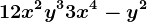 12x^2y^3+3x^4-y^2