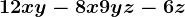 12xy-8x+9yz-6z