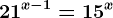 21^x-1=15^x