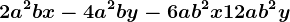 2a^2bx-4a^2by-6ab^2x+12ab^2y