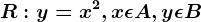 R:y=x^2, x\epsilon A, y\epsilon B