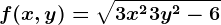 f(x,y)=\sqrt3x^2+3y^2-6