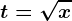 t=\sqrtx