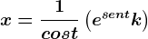 x=\frac1cost\left ( e^sent+k \right )