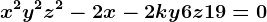 x^2+y^2+z^2-2x-2ky+6z+19=0