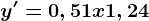 y'=0,51x+1,24