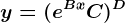 y=(e^Bx+C)^D