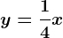 y=\frac14x