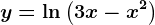 y=\ln\left (3x-x^2 \right )